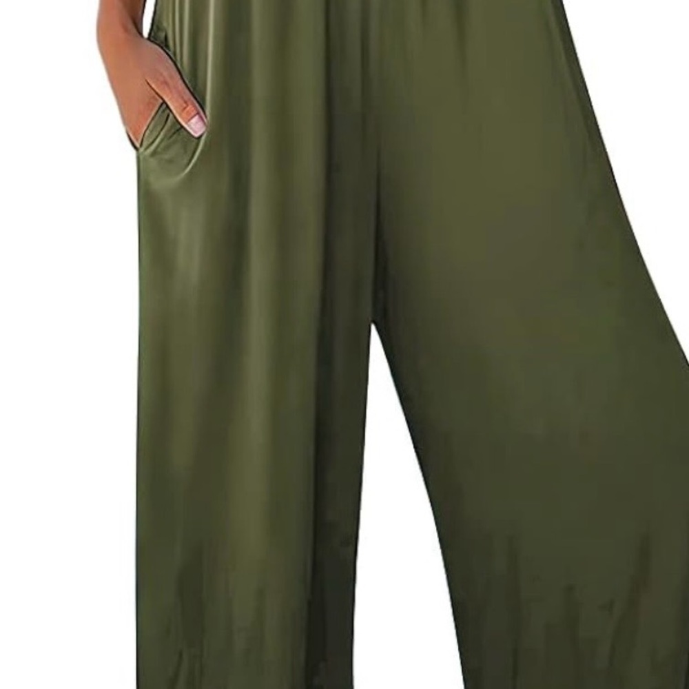 NWT Wide Leg Olive Green Jumpsuit with Pockets